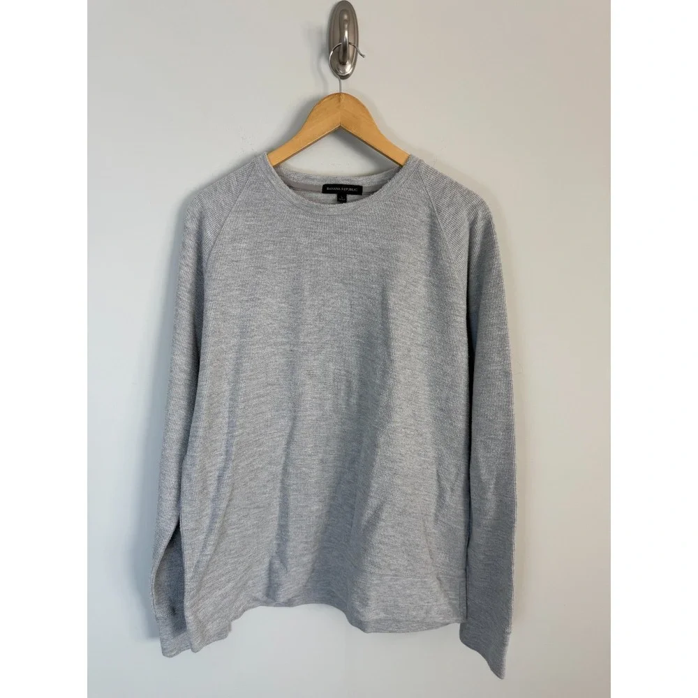 Banana Republic Long Sleeve T-Shirt Crew Neck Men's L Grey Comfort